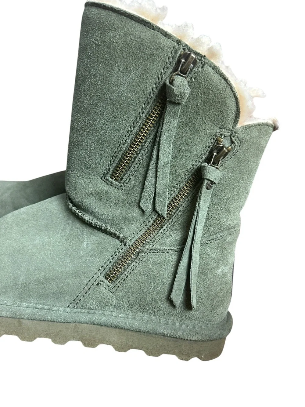 Bearpaw Women’s Mimi Shearling Winter Boots - Sage Green Suede Size 7